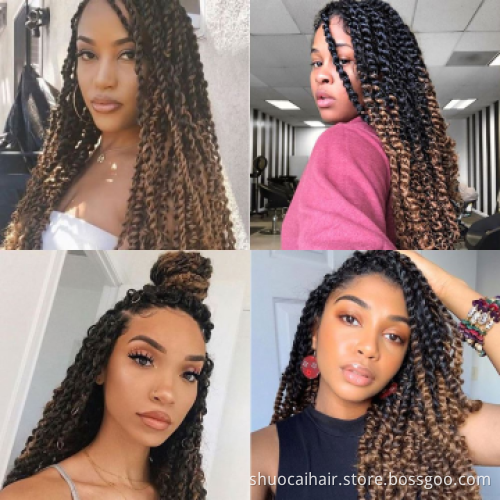 Passion Twist Hair Ombre Blonde Bohemian Water Wave Crochet Hair for Black Women Synthetic Braiding Hair Extension